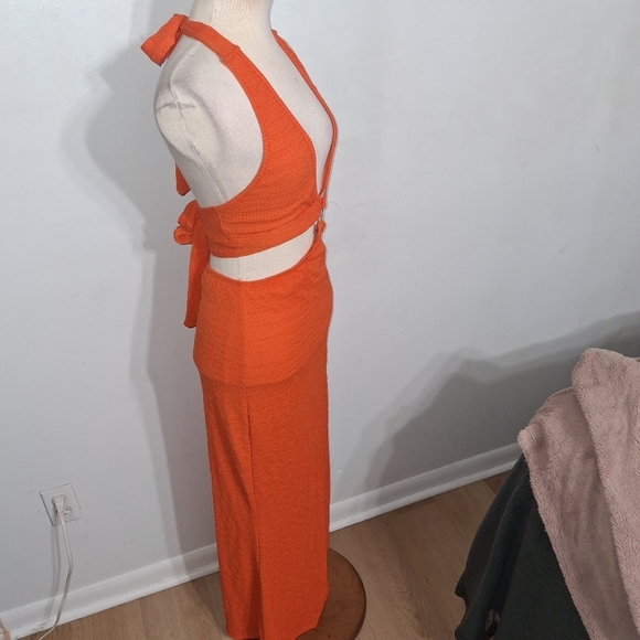 SHEIN Vibrant Orange Maxi Dress- W Sz Med 6 - Picture 5 of 9